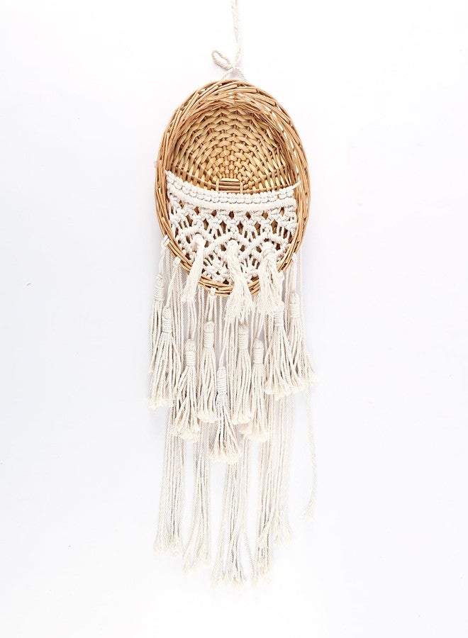 SHCMSADO Macrame Willow Storage For Living Room Bedroom Dorm Background, Boho Wicker Hanging Wall Decor Mini Chic Organizer for Nursery key Aromatherapy and Small daily necessities - Image 1